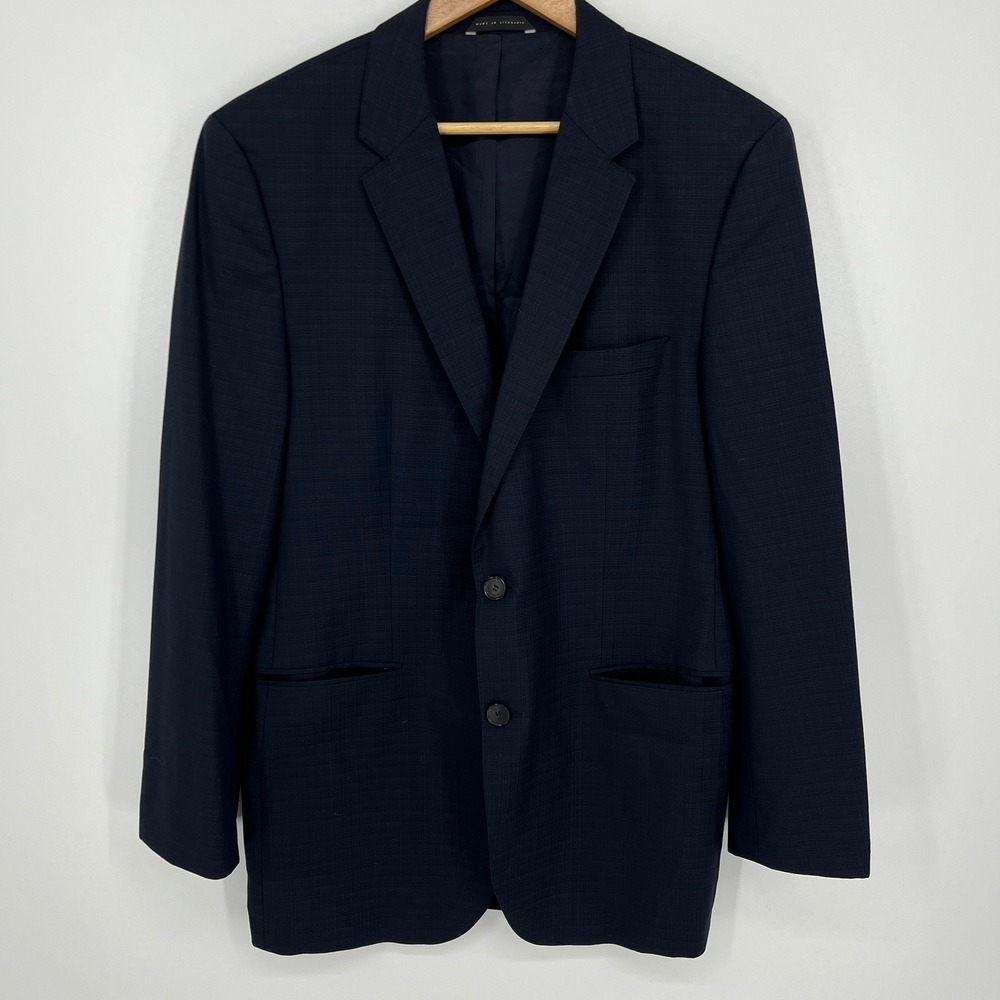 Hugo Boss Navy Blue Reda Super 110 Italian Wool Blazer Mens Size 42L
